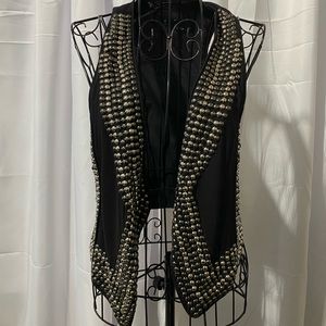 Casting black embellished crop vest